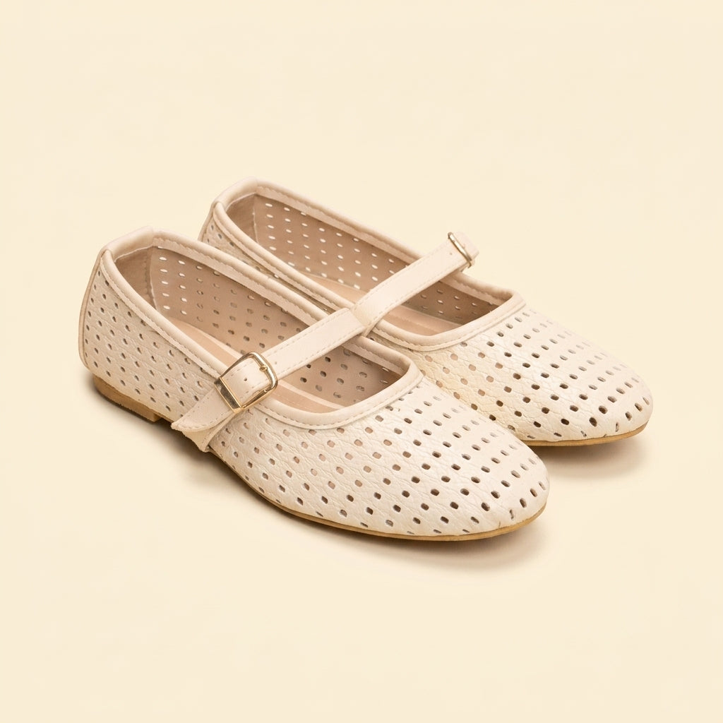 Perforated Mary Jane - Beige