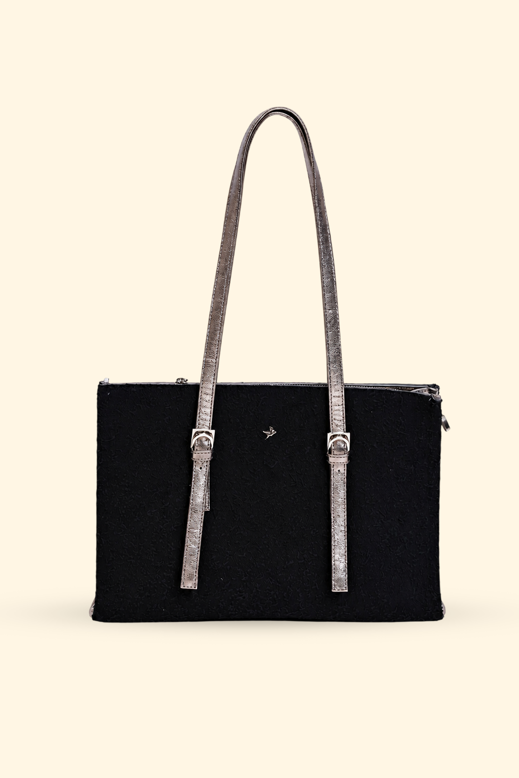 Metallic Strap Tote - Black