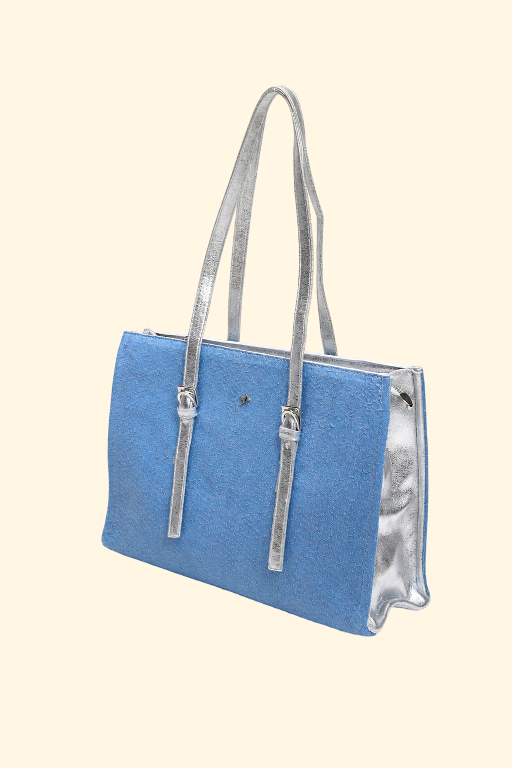 Metallic Strap Tote - Blue