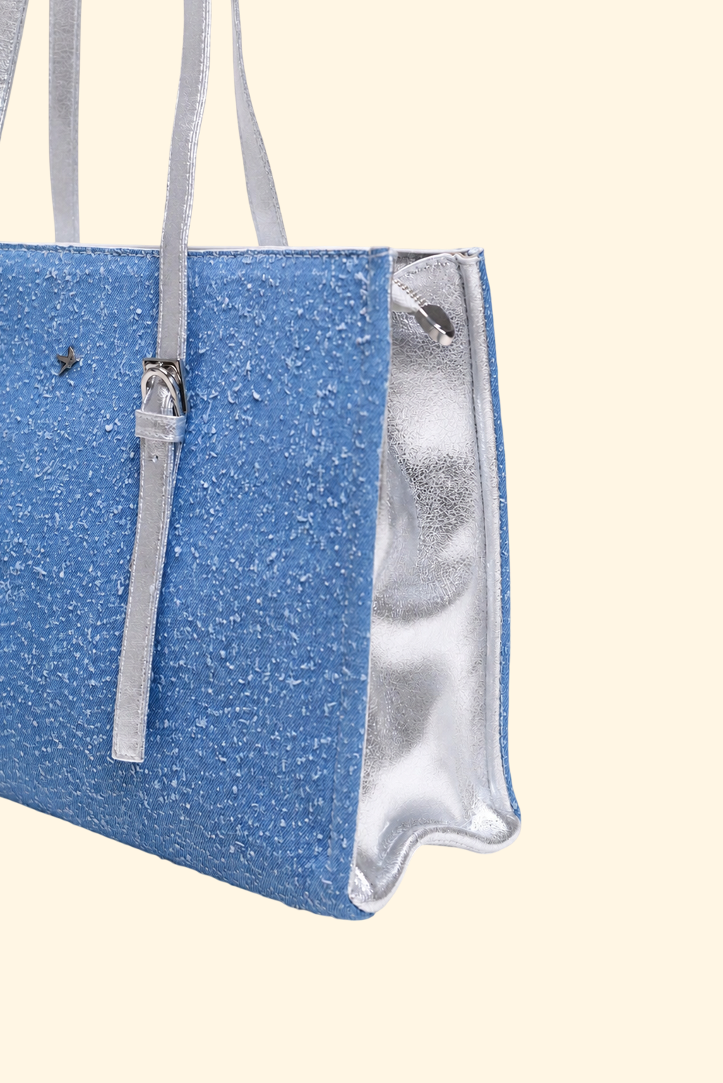 Metallic Strap Tote - Blue