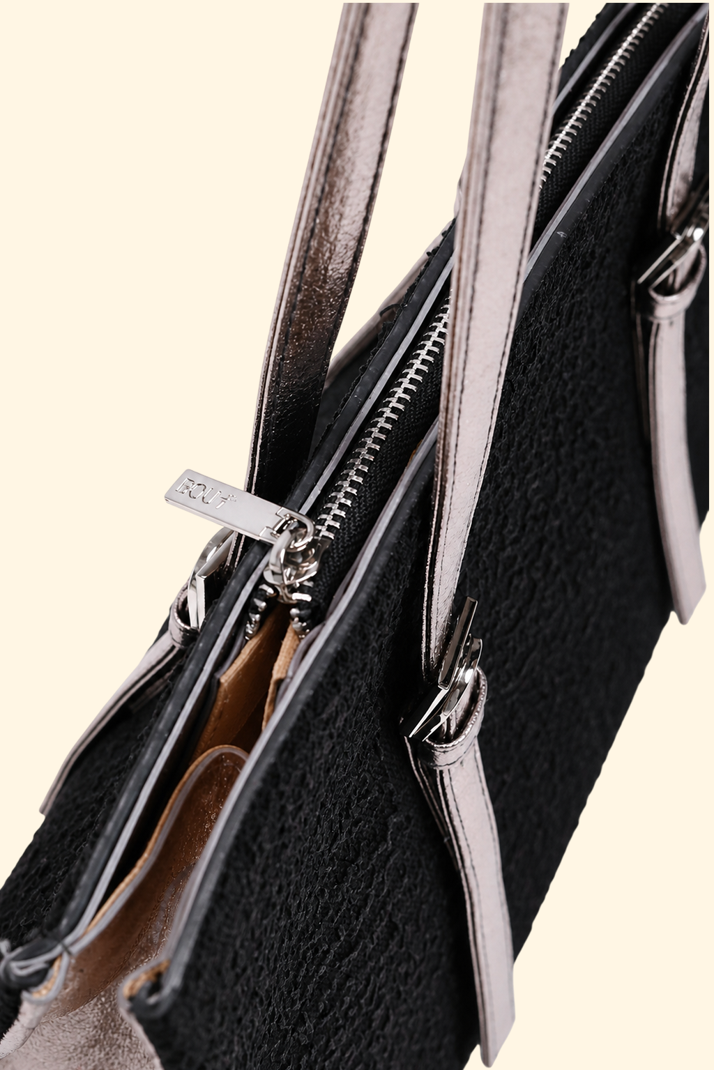 Metallic Strap Tote - Black