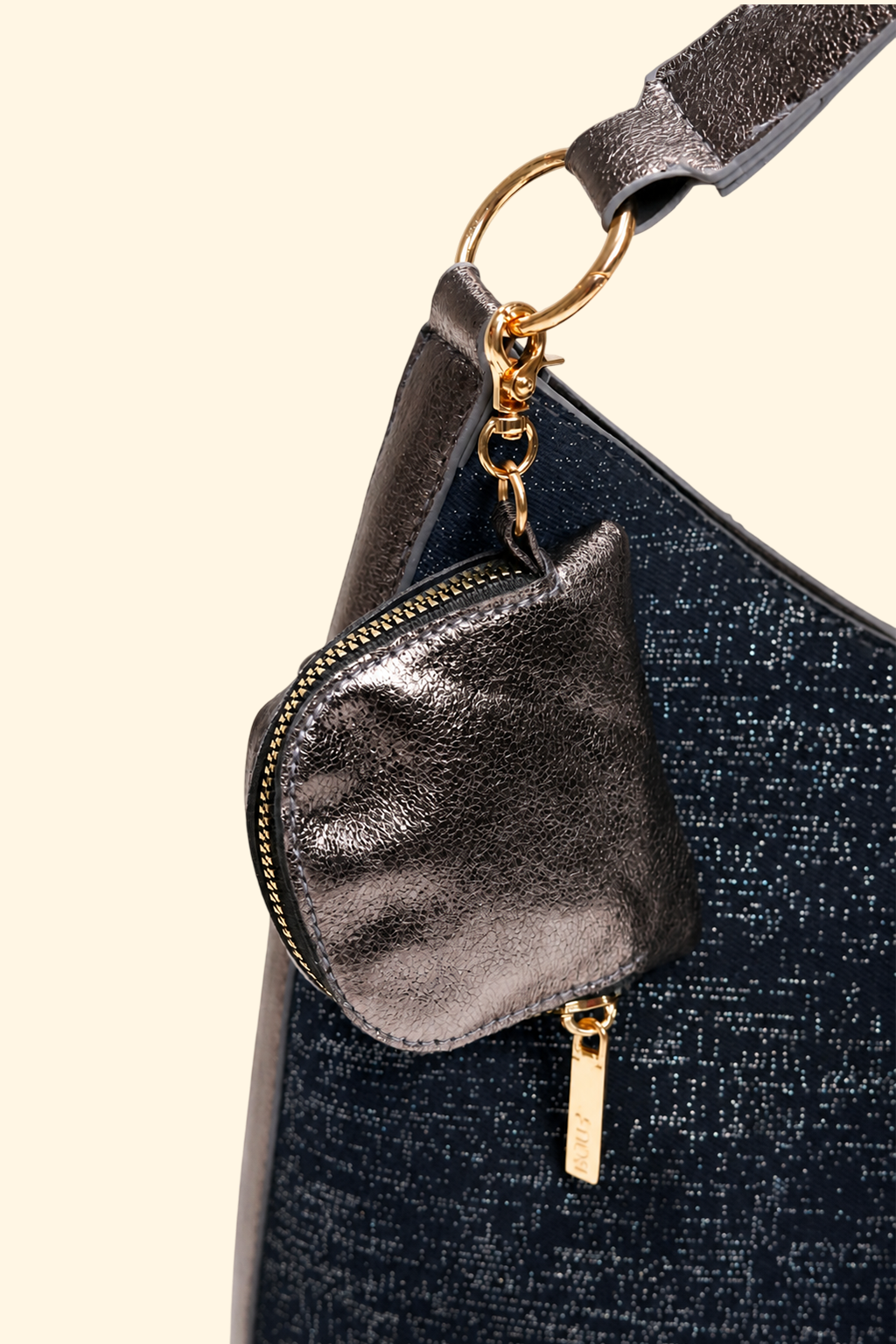 Metallic Strap Tote - Black