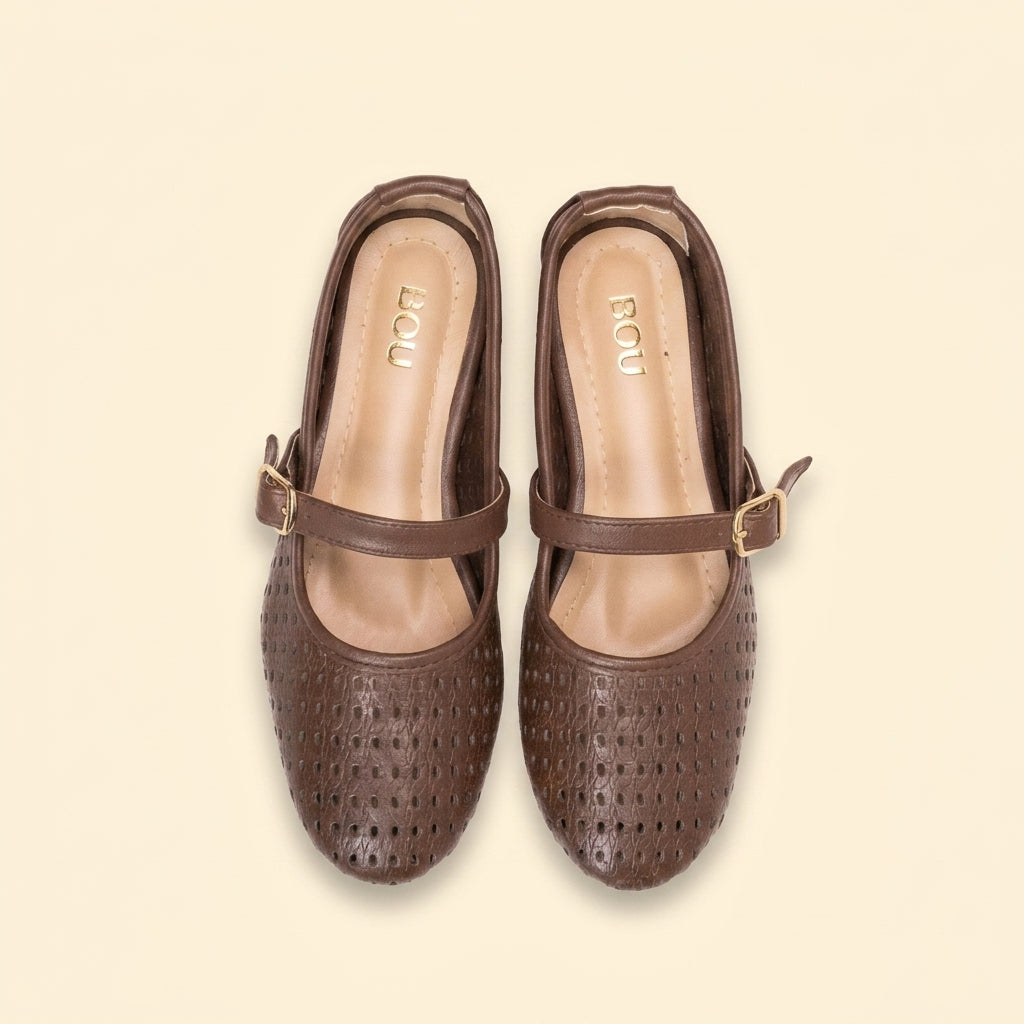 Perforated Mary Jane - Brown